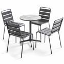 Ensemble table ronde + 4 chaises en métal