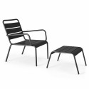 Ensemble fauteuil de terrasse bas + repose-pied en métal