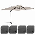 Ensemble parasol déporté (4 x 3m) 240g/m² + 4 dalles à lester remplissables