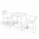 Table de terrasse carrée ( 75 x 75 x 76 cm) + 2 fauteuils en aluminium