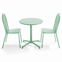 Ensemble table bistrot inclinable Ø70cm et 2 chaises en métal