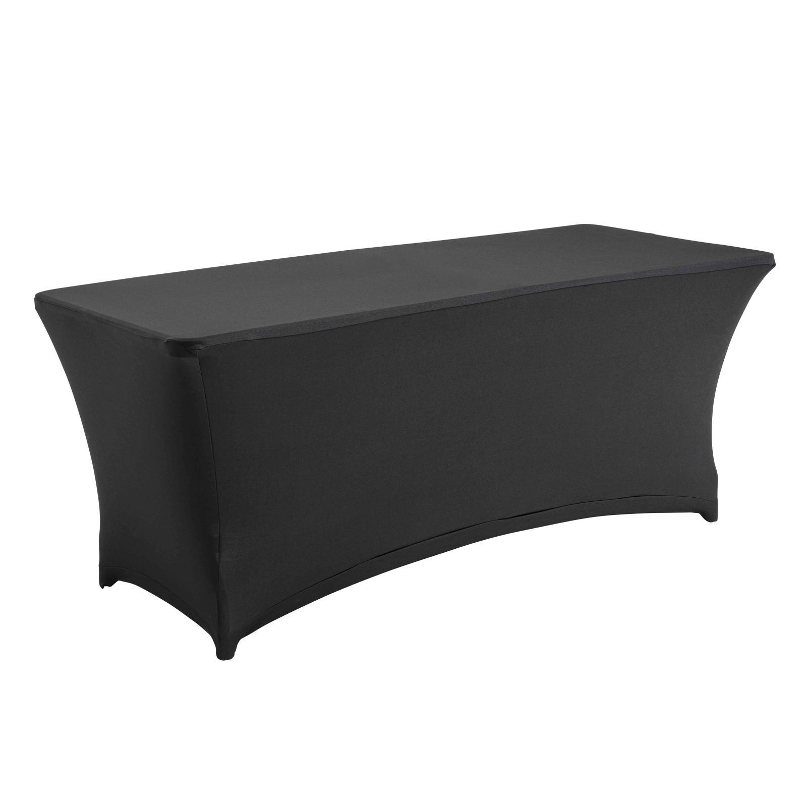 Nappe noire élastique pour table pliante de 8 places