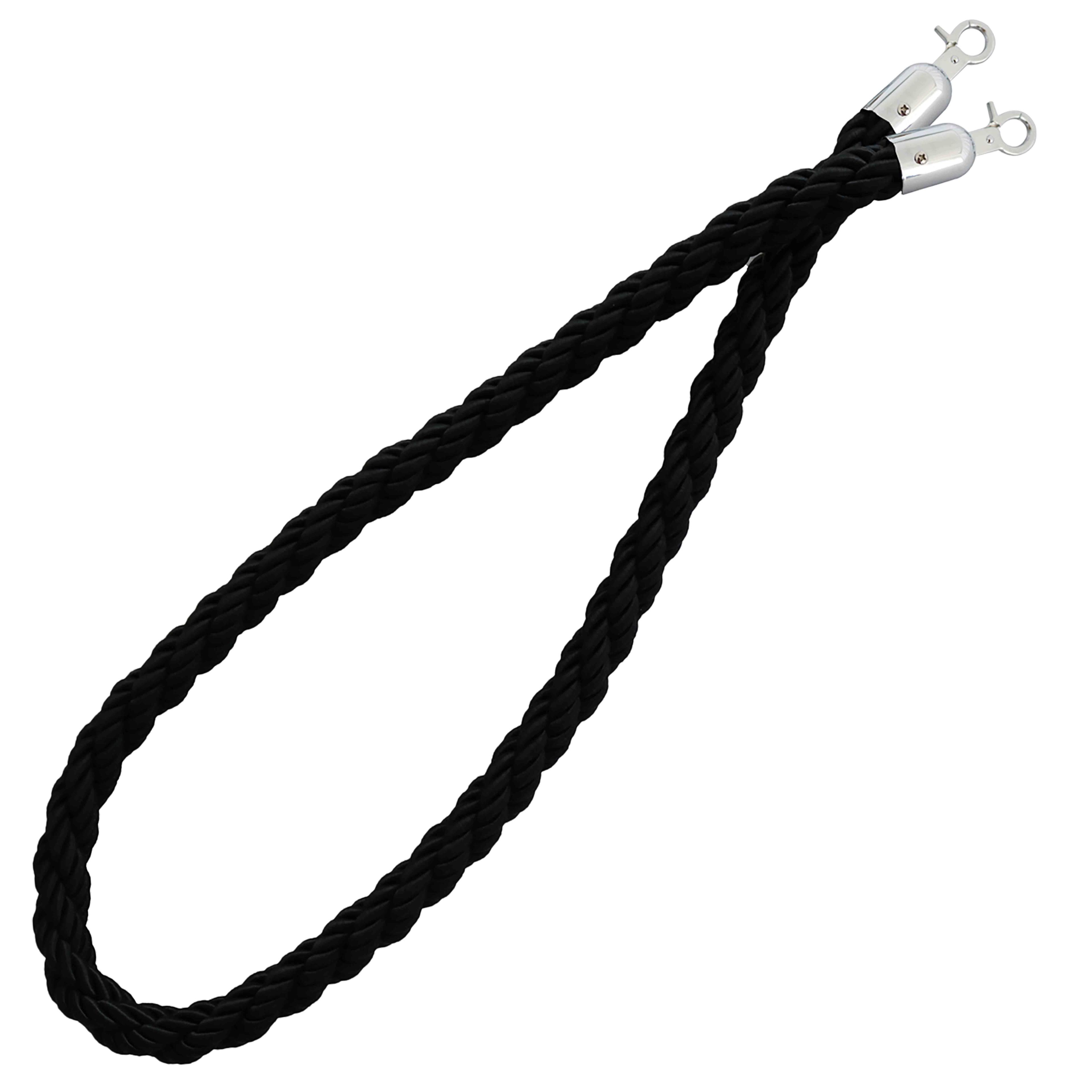 Corde de guidage tressée noire avec attaches chromées - Panostock