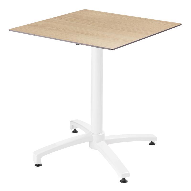 Table carrée (70x70cm) en HPL avec pied blanc inclinable