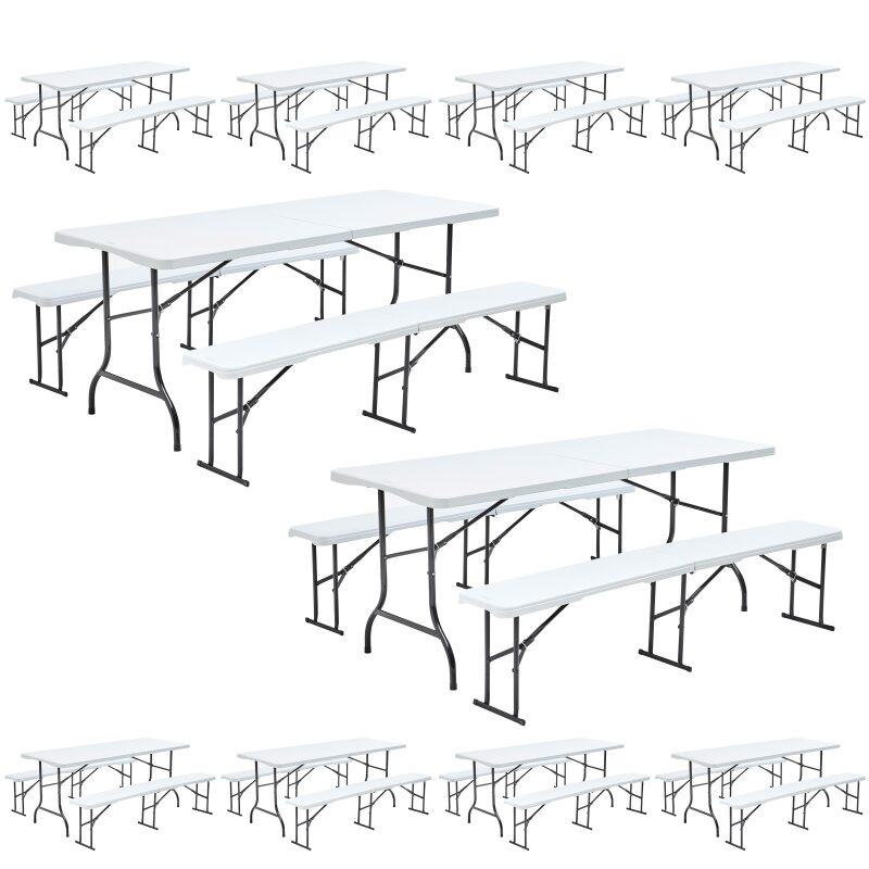 Ensemble table et bancs pliants en polypro