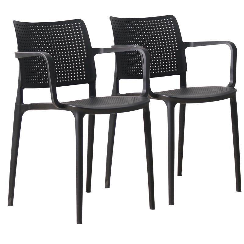 Lot de 2 chaises de terrasse avec accoudoirs en plastique