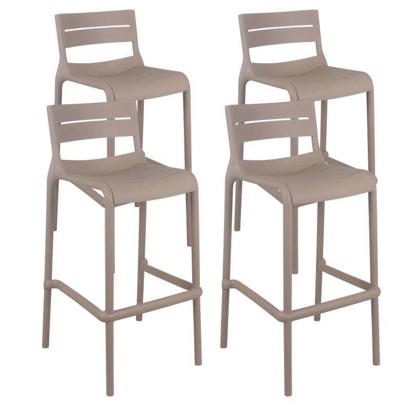 Lot de 4 chaises hautes de terrasse en plastique