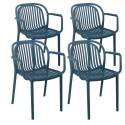 Lot de 4 chaises de terrasse avec accoudoirs en plastique