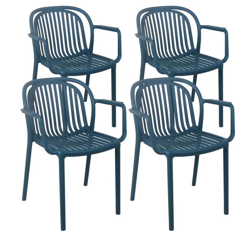 Lot de 4 chaises de terrasse avec accoudoirs en plastique