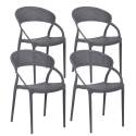 Lot de 4 chaises de terrasse en plastique