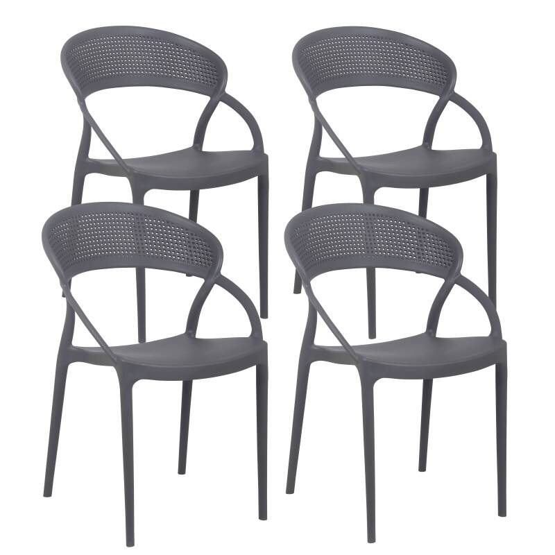 Lot de 4 chaises de terrasse en plastique