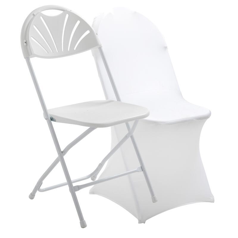 Chaise pliante et housse de chaise blanche