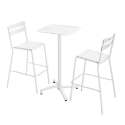 Table haute 60x60 cm inclinable et 2 chaises hautes en aluminium