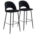 Lot de 2 chaises hautes en acier et velours