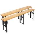 2 bancs de brasserie pliables en bois 218cm