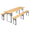 Table de brasserie en bois et bancs pliants 218cm 10 places