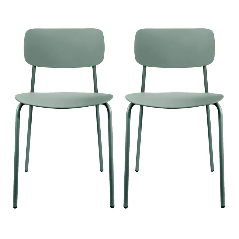 Lot de 2 chaises en acier et plastique