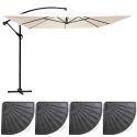 Ensemble parasol déporté 160g/m² professionnel (3 x 3m) et 4 dalles lestées