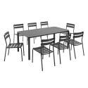 Table de terrasse rectangulaire 185 x 92 cm et 8 chaises en aluminium