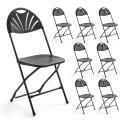 Lot de 8 chaises pliantes ajourées noires