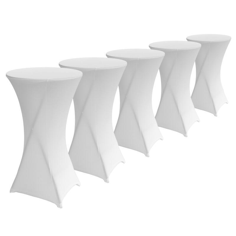 Lot de 5 housses blanches pour mange debout 110 x 60 cm