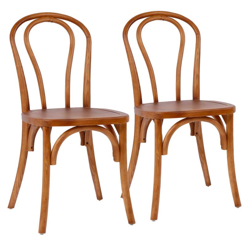 Lot de 2 chaises style bistrot - Bois d'orme foncé