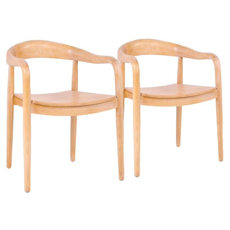 Lot de 2 chaises en bois d'orme naturel avec accoudoirs