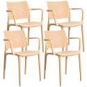 Lot de 4 chaises de restaurant avec accoudoirs en plastique