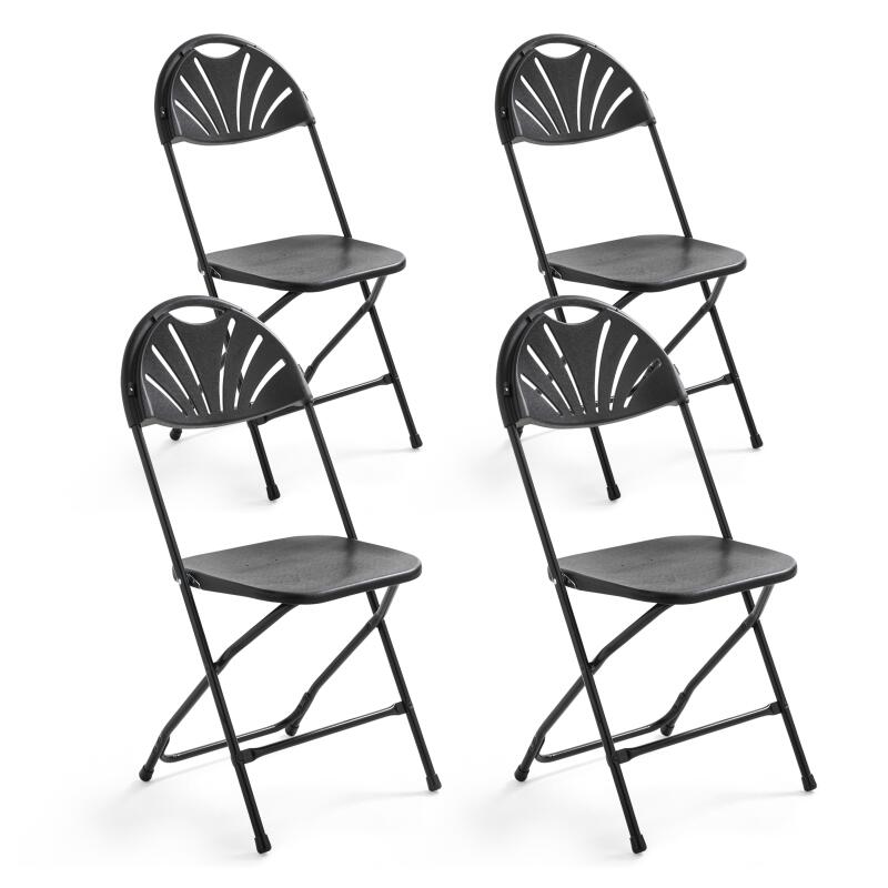 Lot de 4 chaises pliantes ajourées noires