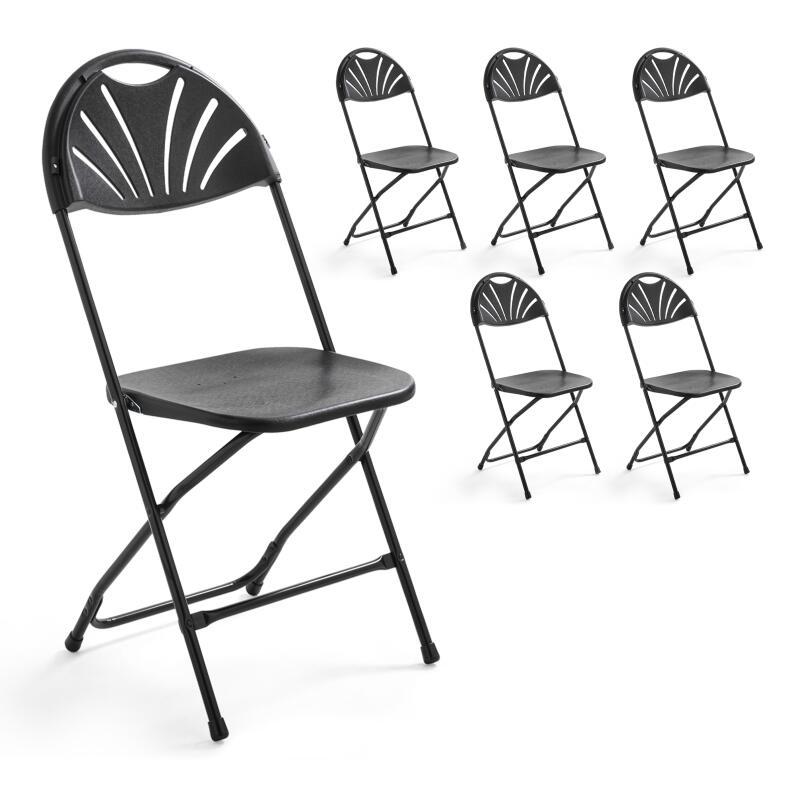 Lot de 6 chaises pliantes ajourées noires