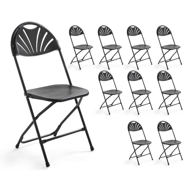 Lot de 10 chaises pliantes ajourées noires