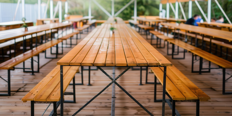 Table de brasserie pliante en bois